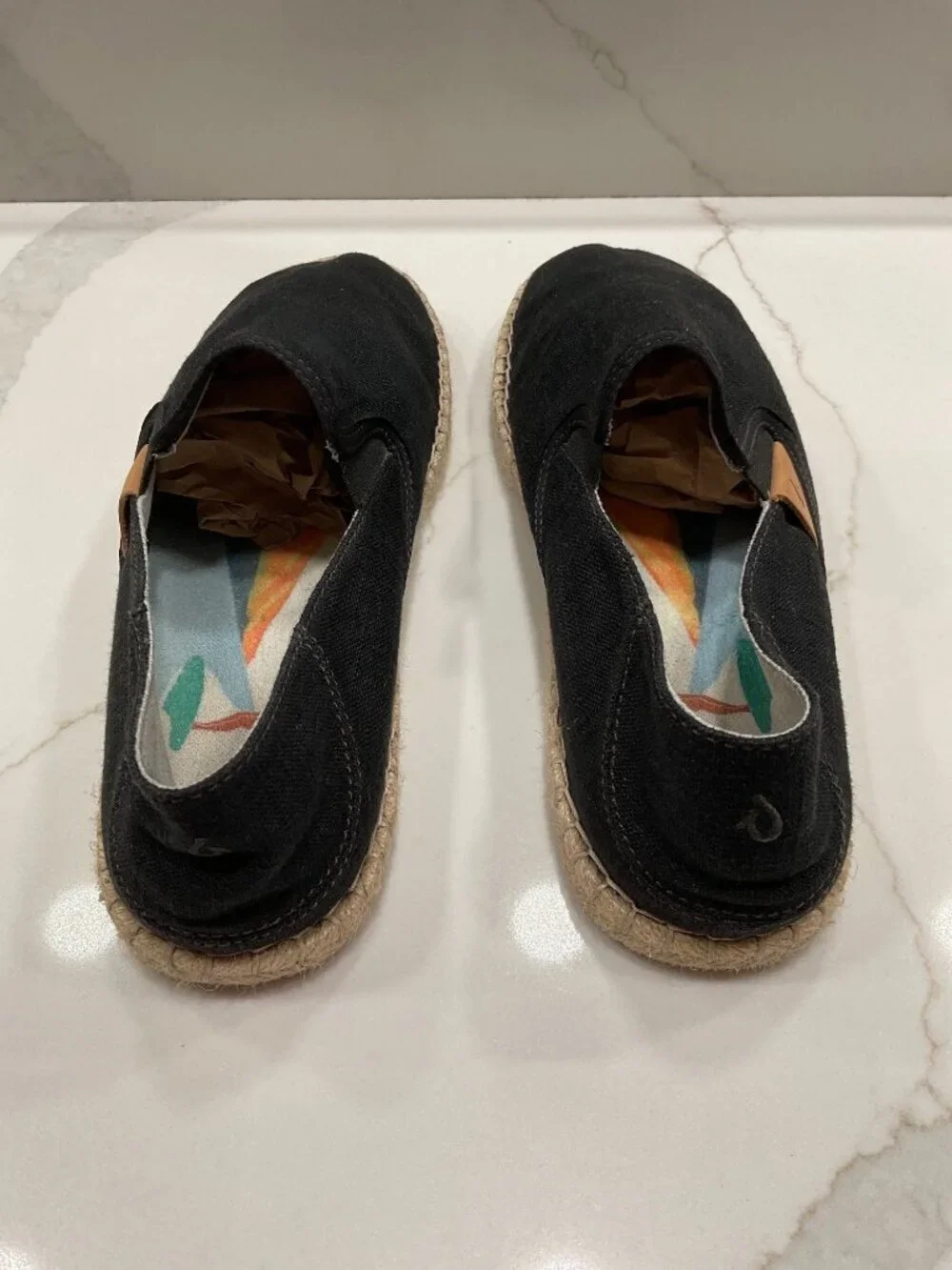 OluKai Kaula Pa's Kapa Shoes Women's 10 Black Slip-On Comfort Espadrilles Loafer
